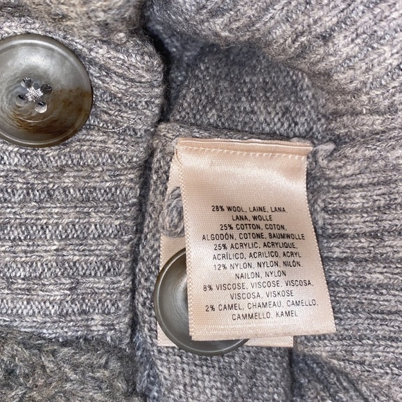 Anthro Sleeping on Snow Wool Blend Cable Knit Cowl Neck Cardigan Cardi Sweater - Picture 9 of 15